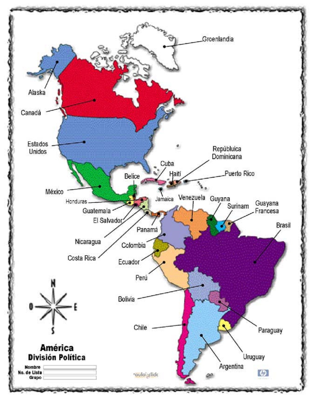 Mapa De Las Tres Americas Division Politica
